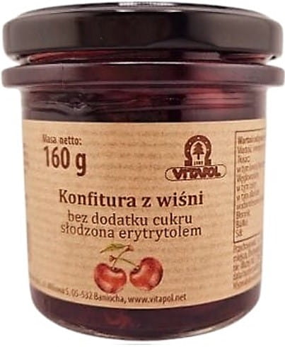 KONFITURA Z WIŚNI SŁODZONA ERYTRYTOLEM 160g - VITAPOL