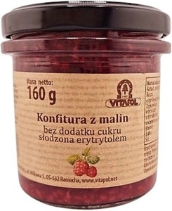 KONFITURA Z MALIN SŁODZONA ERYTRYTOLEM 160g - VITAPOL