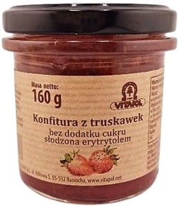 KONFITURA Z TRUSKAWEK SŁODZONA ERYTRYTOLEM 160g - VITAPOL