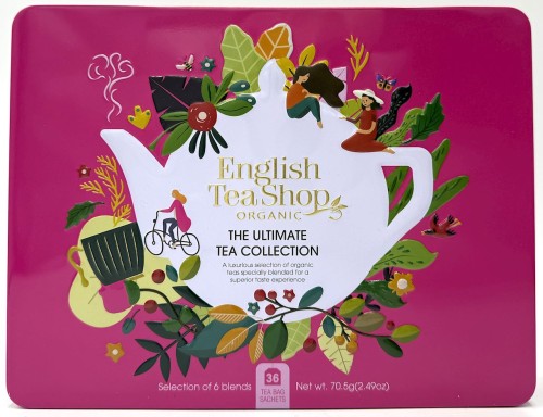 ZESTAW HERBAT I HERBATEK CODZIENNYCH BIO W PUSZCE (THE ULTIMATE – 6 SMAKÓW) (36 x 1,96 g) 70,5 g - ENGLISH TEA SHOP ORGANIC