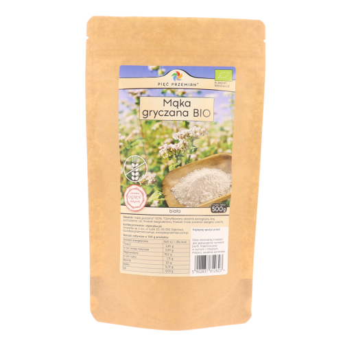 MĄKA GRYCZANA BIAŁA BEZGLUTENOWA BIO 500 g - PIĘĆ PRZEMIAN