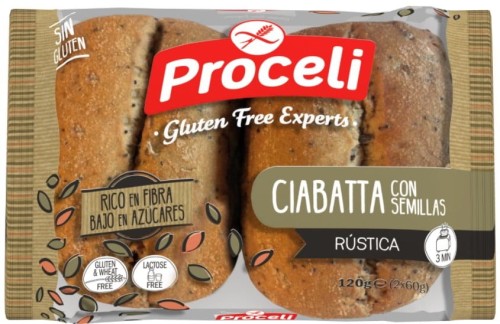 CIABATTA Z ZIARNAMI - BUŁKI DO ZAPIEKANIA BEZGLUTENOWE 120 g - PROCELI