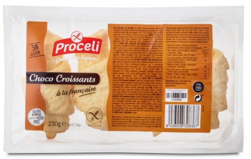 CROISSANTY Z CZEKOLADĄ DO ODPIEKANIA BEZGLUTENOWE 230 g - PROCELI