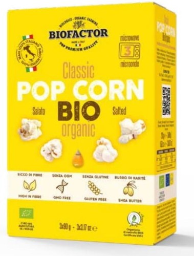 POPCORN DO MIKROFALÓWKI Z SOLĄ BEZGLUTENOWY BIO (3 x 90 g) 270 g - BIOFACTOR