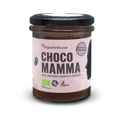 KREM Z ORZECHÓW LASKOWYCH Z CZEKOLADĄ BEZGLUTENOWY BIO 180 g - ORGANICHOUSE (CHOCOMAMMA)