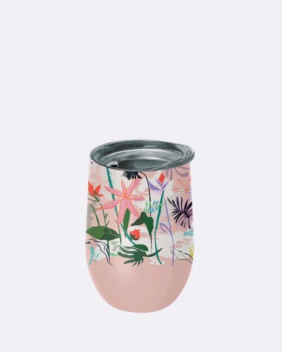 KUBEK ZE STALI NIERDZEWNEJ Z POKRYWKĄ KWIATY 420 ml - CHIC-MIC