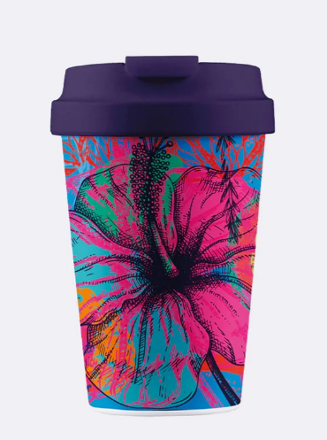 KUBEK PODRÓŻNY Z TWORZYWA PLA KOLOROWY OGRÓD 350 ml - CHIC-MIC