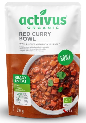 DANIE CZERWONE CURRY Z GRZYBAMI SHITAKE I SOCZEWICĄ BEZGLUTENOWE BIO 283 g -  ACTIVUS