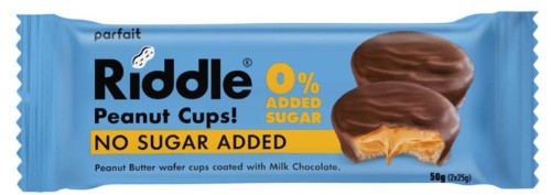 CIASTECZKA Z MASŁEM ORZECHOWYM W MLECZNEJ CZEKOLADZIE BEZ DODATKU CUKRU 50 g - RIDDLE