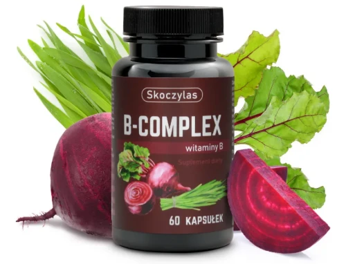 WITAMINY B-COMPLEX (FORMY METYLOWANE) Z EKSTRAKTEM Z BURAKA I MŁODEGO JĘCZMIENIA 60 kaps. - SKOCZYLAS