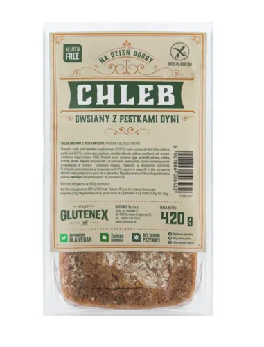 CHLEB OWSIANY Z PESTKAMI DYNI BEZGLUTENOWY 420 g - GLUTENEX