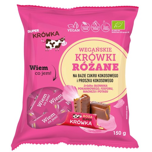 KRÓWKI O SMAKU RÓŻANYM BEZMLECZNE BEZGLUTENOWE BIO 150 g - ME GUSTO (SUPER KRÓWKA)