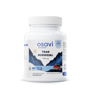 TRAN NORWESKI OMEGA-3 (220 mg) O SMAKU CYTRYNOWYM BEZGLUTENOWY 60 KAPSUŁEK - OSAVI