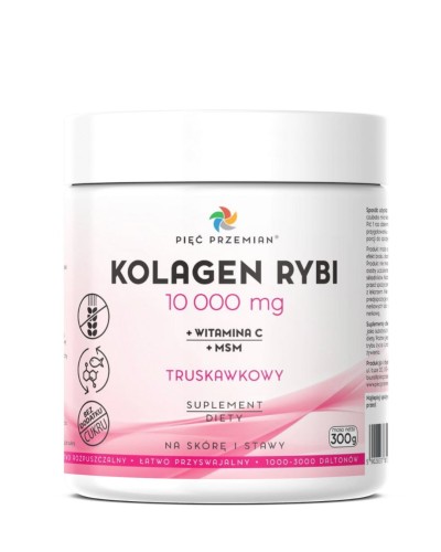 KOLAGEN RYBI TRUSKAWKOWY BEZGLUTENOWY 300 g - PIĘĆ PRZEMIAN