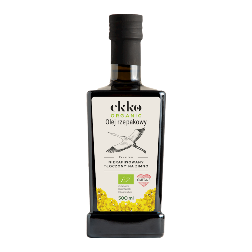 OLEJ RZEPAKOWY TŁOCZONY NA ZIMNO OMEGA-3 BIO 500 ml - EKKO