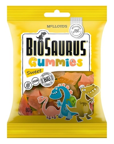 ŻELKI SŁODKIE BEZGLUTENOWE BIO 80 g  - BIOSAURUS