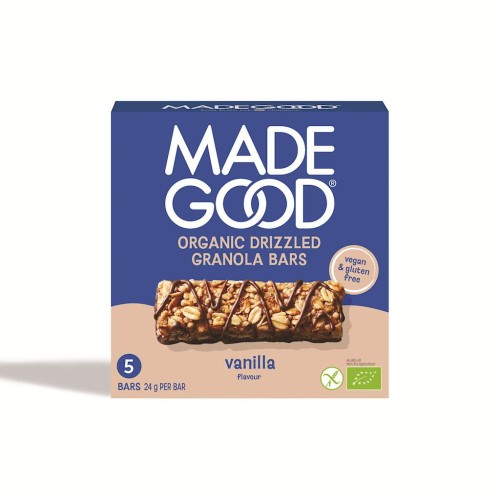 BATONIKI GRANOLA CRUNCHY SMAK WANILIA BEZGLUTENOWE BIO (5 x 24 g) 120 g - MADEGOOD