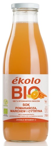SOK POMARAŃCZA-MARCHEW-CYTRYNA BIO 750 ml - EKOLO