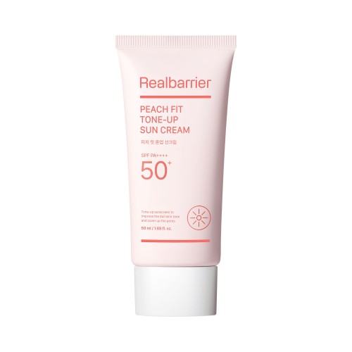 KREM PRZECIWSŁONECZNY NAWILŻAJĄCO - ROZŚWIETLAJĄCY DO TWARZY PEACH FIT TONE-UP SPF 50 50 ml - REAL BARRIER