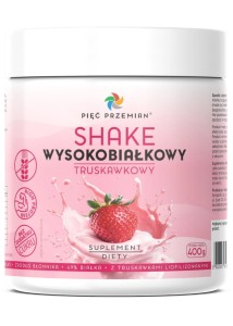 SHAKE WYSOKOBIAŁKOWY TRUSKAWKOWY BEZGLUTENOWY  400 g - PIĘĆ PRZEMIAN