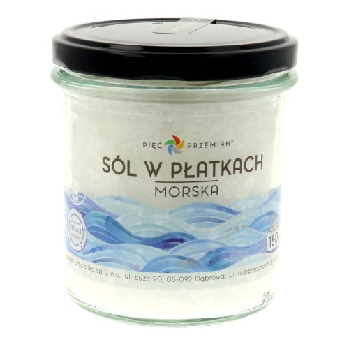 SÓL MORSKA W PŁATKACH BIAŁA BEZGLUTENOWA 180 g - PIĘĆ PRZEMIAN