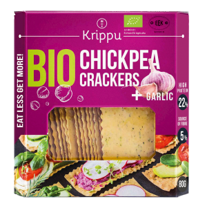 KRAKERSY PROTEINOWE Z CIECIERZYCY Z CZOSNKIEM BIO 80 g - KRIPPU