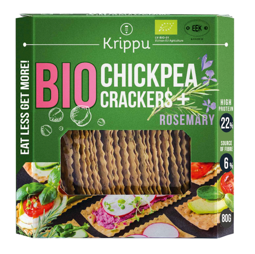 KRAKERSY PROTEINOWE Z CIECIERZYCY Z ROZMARYNEM BIO 80 g - KRIPPU
