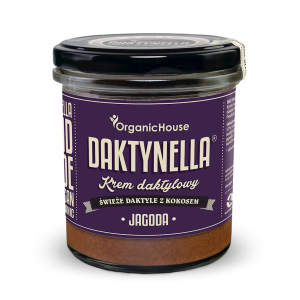 KREM KOKOS - DAKTYLE MEDJOOL - JAGODA BEZGLUTENOWY BIO 280 g - ORGANICHOUSE (DAKTYNELLA)