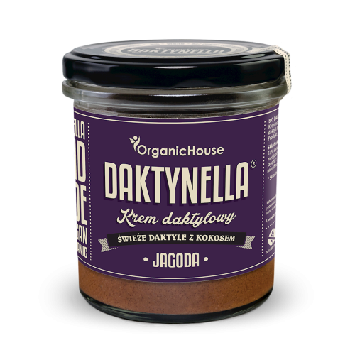 KREM KOKOS - DAKTYLE MEDJOOL - JAGODA BEZGLUTENOWY BIO 280 g - ORGANICHOUSE (DAKTYNELLA)