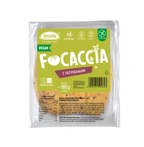BUŁKI FOCACCIA Z PRZYPRAWAMI BEZGLUTENOWE (3 szt.) 180 g - INCOLA