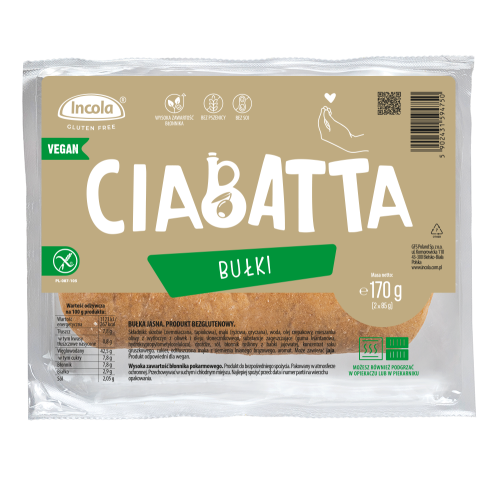 BUŁKI CIABATTA BEZGLUTENOWE (2 szt.) 170 g - INCOLA