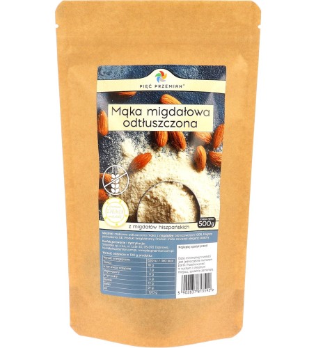 MĄKA MIGDAŁOWA ODTŁUSZCZONA BEZGLUTENOWA  500 g - PIĘĆ PRZEMIAN