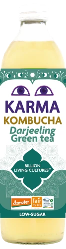 KOMBUCHA HERBATA ZIELONA DARJEELING NISKA ZAWARTOŚĆ CUKRÓW FAIR FOR LIFE DEMETER BIO 500 ml - KARMA KOMBUCHA