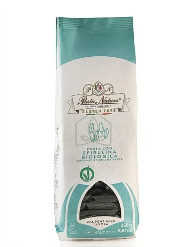 MAKARON (RYŻOWY RAZOWY ZE SPIRULINĄ) PENNE BEZGLUTENOWY BIO 250 g - PASTA NATURA