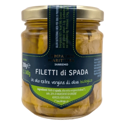 MIECZNIK FILETY W BIO OLIWIE Z OLIWEK EXTRA VIRGIN 200 g (140 g) (SŁOIK) - COMPAGNIA MEDITERRANEA