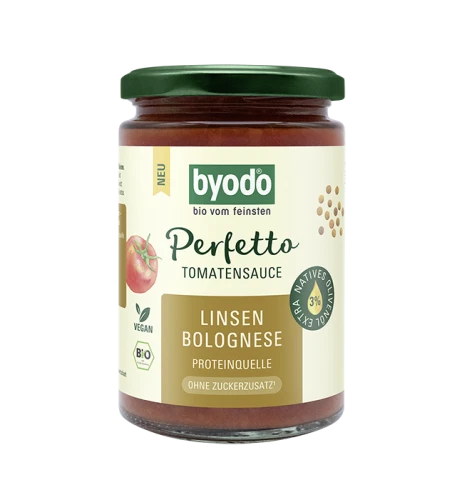 Sos Pomidorowy Boloński z Soczewicą Bez Dodatku Cukrów Bio 340 ml - Byodo
