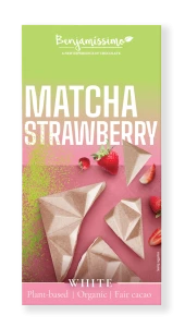 Tabliczka Kakaowa Herbata Matcha Truskawka Bezglutenowa Bio 60 g - Benjamissimo