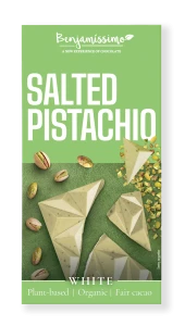 Tabliczka Kakaowa Pistacje Sól Himalajska Bezglutenowa Bio 60 g - Benjamissimo
