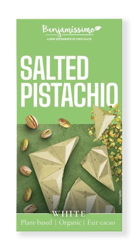 Tabliczka Kakaowa Pistacje Sól Himalajska Bezglutenowa Bio 60 g - Benjamissimo