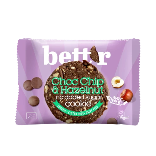 Ciastko z Czekoladą i Orzechami Laskowymi Bez Dodatku Cukrów Bio 40 g - Bett'r