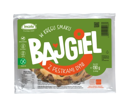 Bajgle z Pestkami Dyni Bezglutenowe (2 szt.) 190 g - Incola