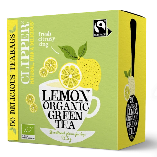 Herbata Zielona z Cytryną Fair Trade Bio (50 x 1,85 g) 92,5 g - Clipper