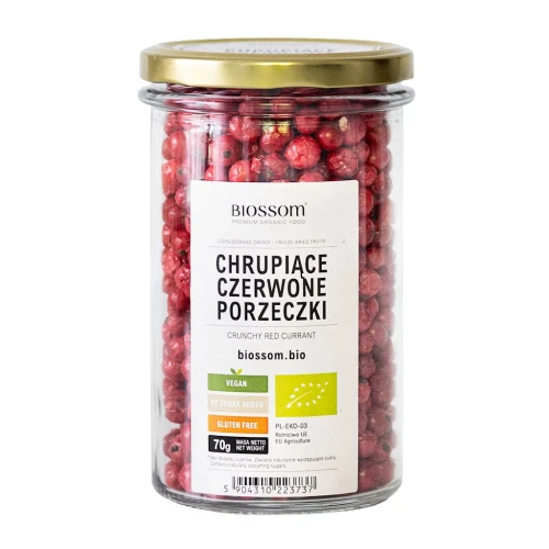 Czerwone Porzeczki Liofilizowane Chrupiące Bezglutenowe Bio 70 g - Biossom