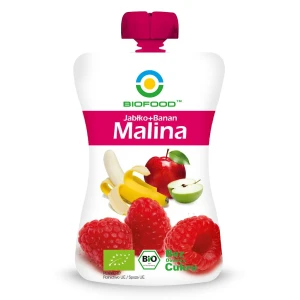 Mus Jabłko Banan Malina Bez Dodatku Cukrów Bezglutenowy Bio 200 g - Biofood