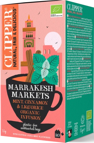 Herbatka z Miętą, Cynamonem i Lukrecją (Marrakesh Markets) Bio (20 x 1,75 g) 35 g - Clipper