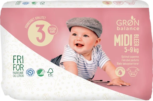 Pieluchy Midi Eco 5–9 kg (56 szt.) - Gron Balance