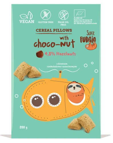 Poduszki Zbożowe z Kremem Czekoladowo-Orzechowym Bezglutenowe Bio 200 g - Me Gusto (Super Fudgio)