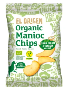 Chipsy z Manioku o Smaku Śmietankowo–Cebulowym Wegańskie Bezglutenowe Bio 60 g - El Origen
