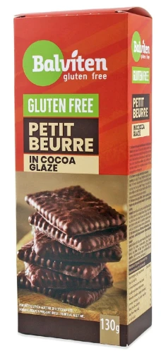 Herbatniki Maślane Petit Beurre w Polewie Kakaowej Bezglutenowe 130 g - Balviten