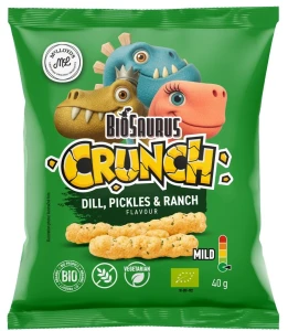 Chrupki Kukurydziane Crunch o Smaku Koperek–Pikle–Sos Ranczerski Bezglutenowe Bio 40 g - Biosaurus